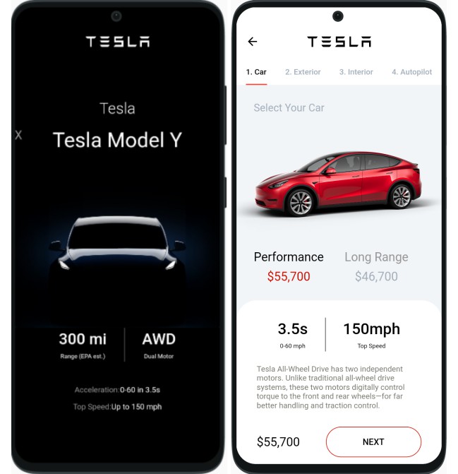 A Tesla Concept Mobile App project created in flutter using Provider