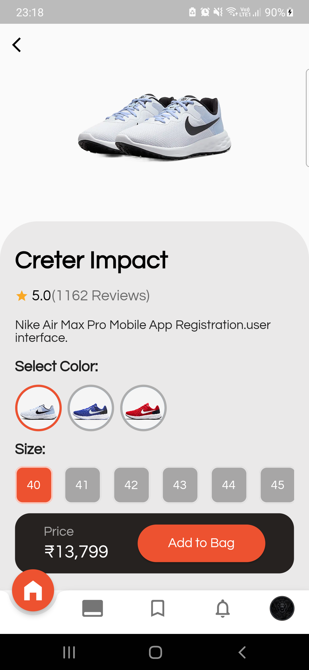 A shoes app UI in Flutter