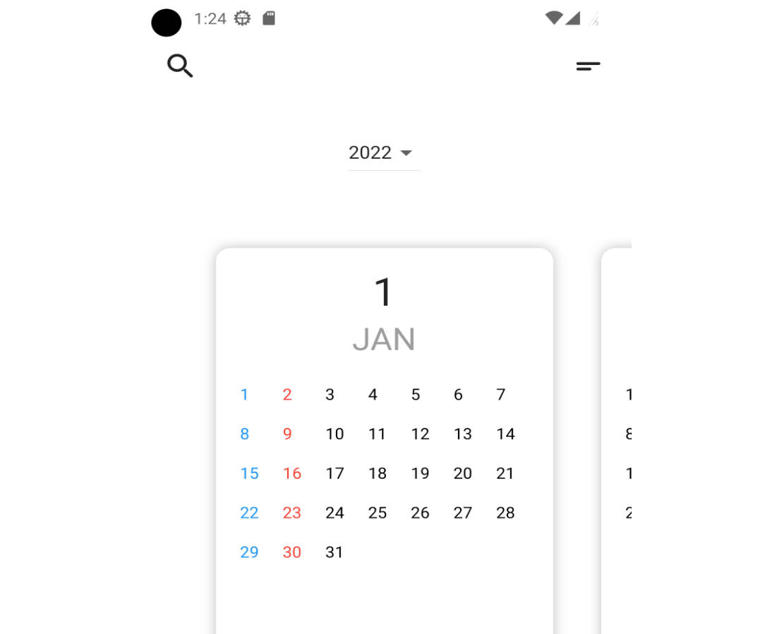 A calendar user interface design that features a clean and modern look