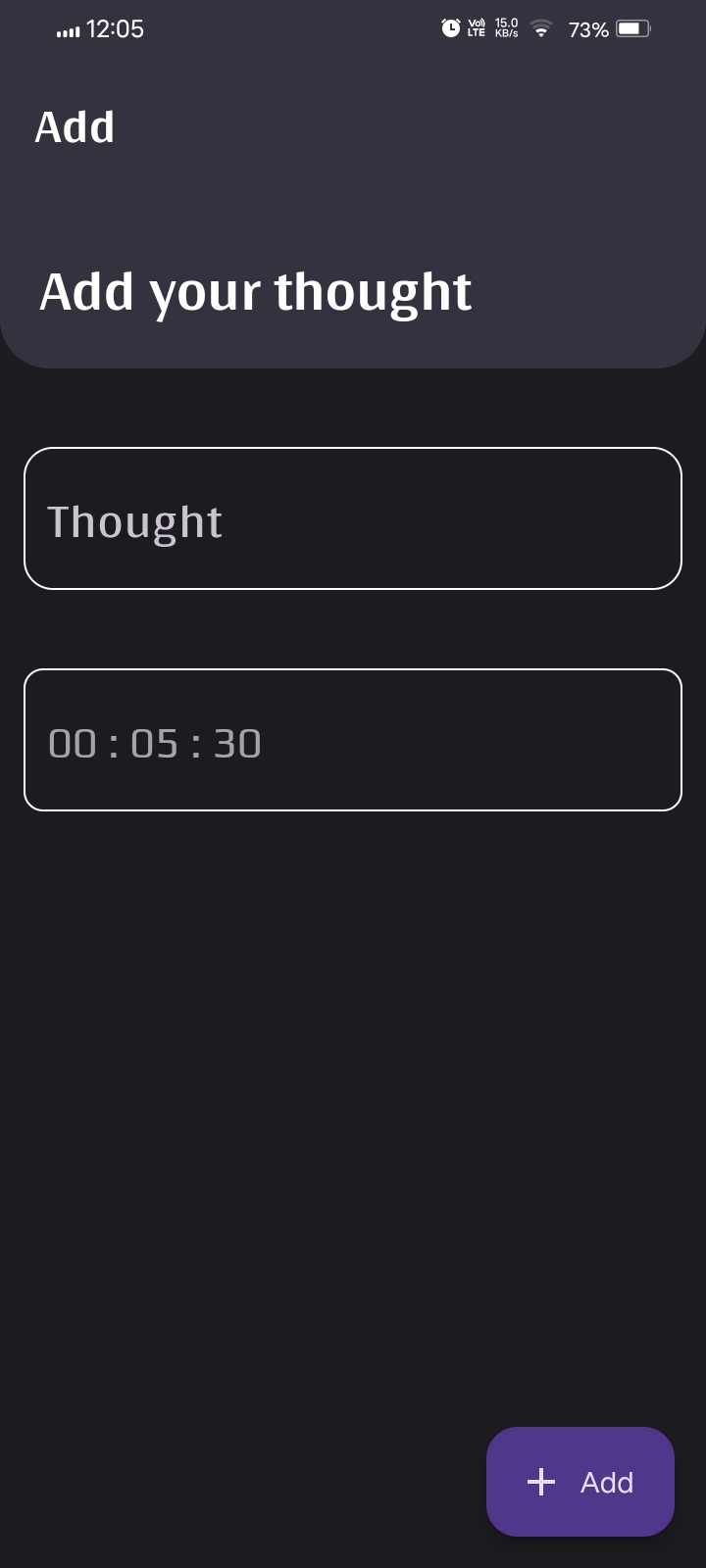 A Flutter app that display your written thoughts with current date-time
