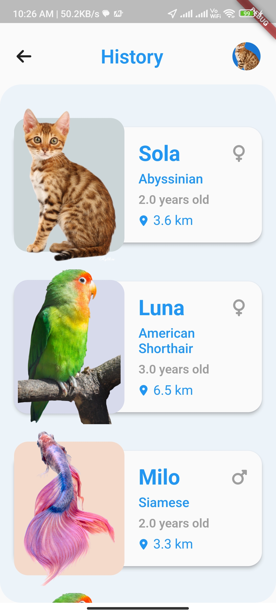 A Flutter app that allows users to browse and adopt pets