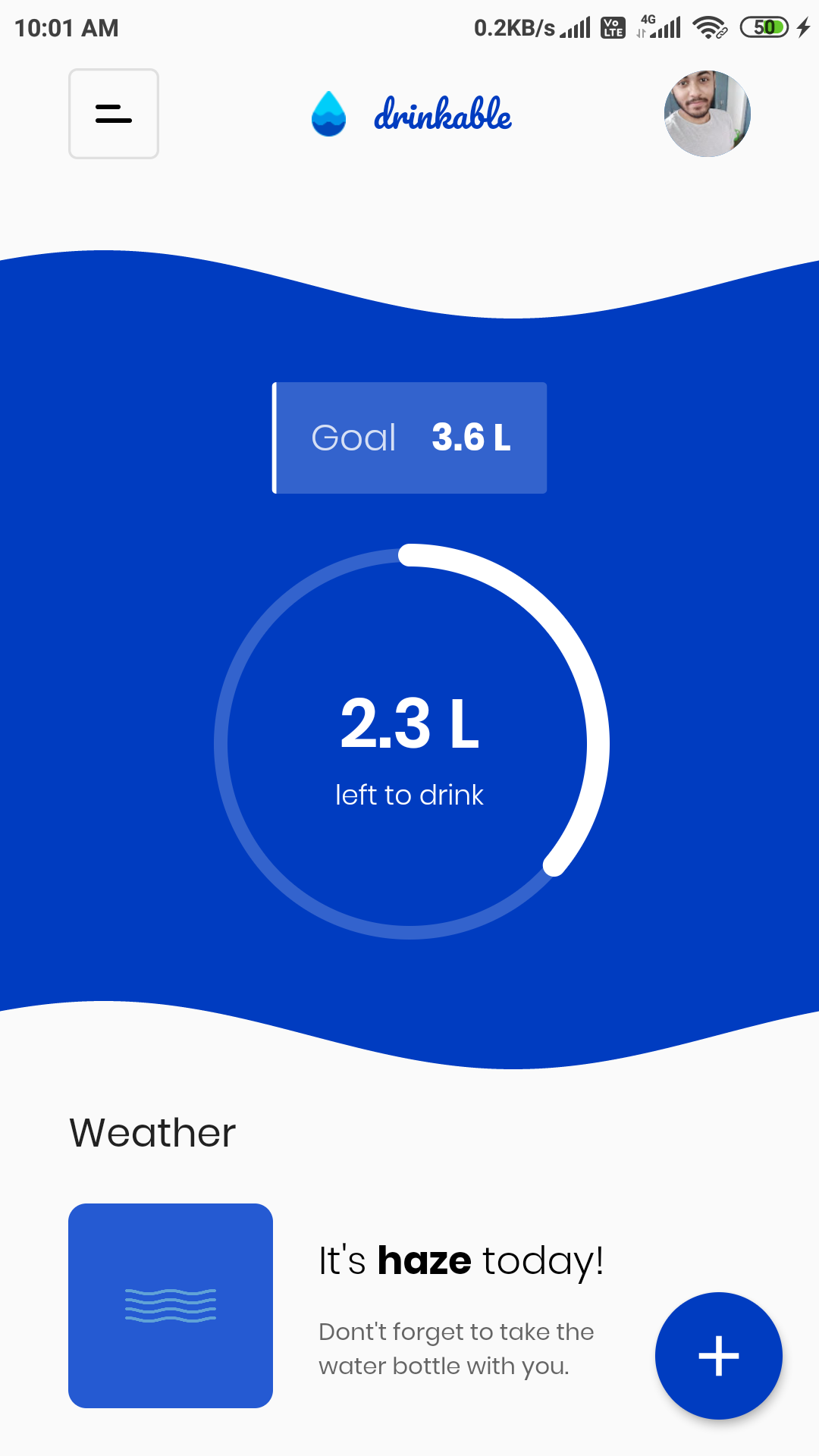 A Flutter App powered by Firebase to keep track your daily water intake