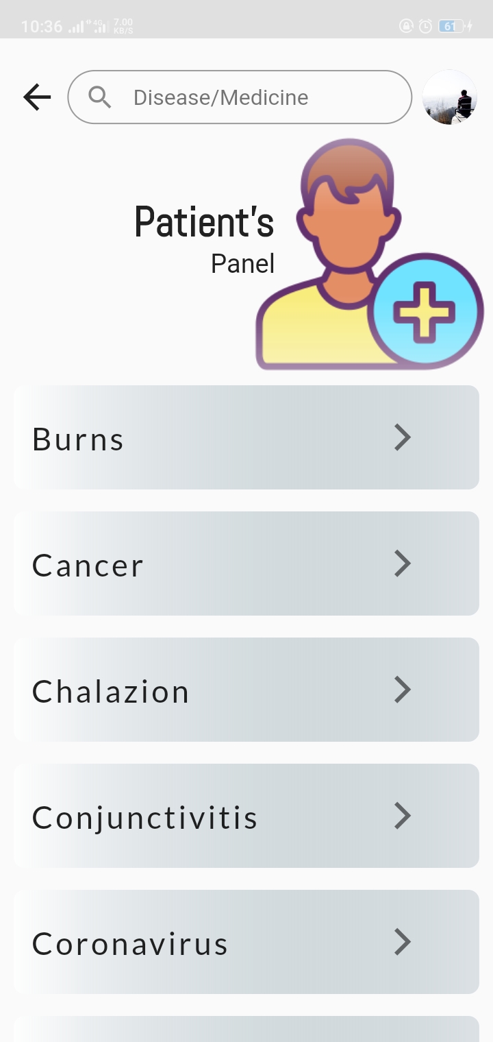 A Pharmacy application that help you in curing basic symptoms and diseases