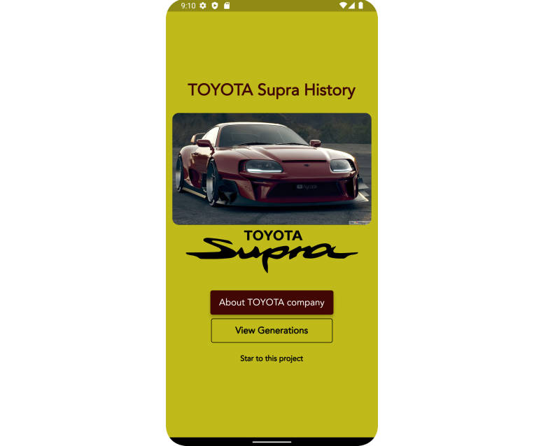 A simple application about the history of the Toyota company