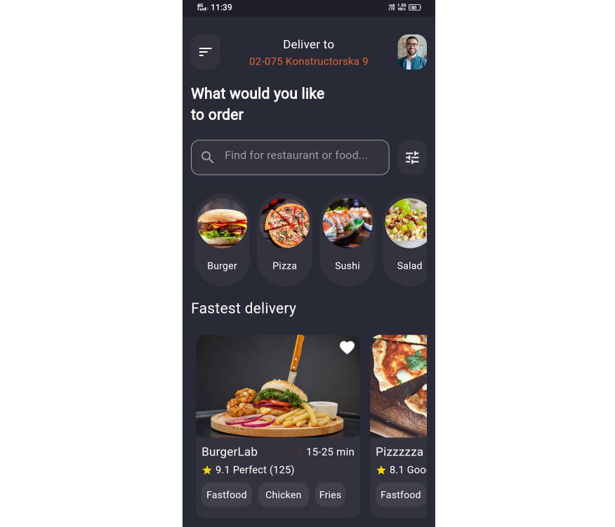 A beautiful and attractive UI design for exploring fast food menus