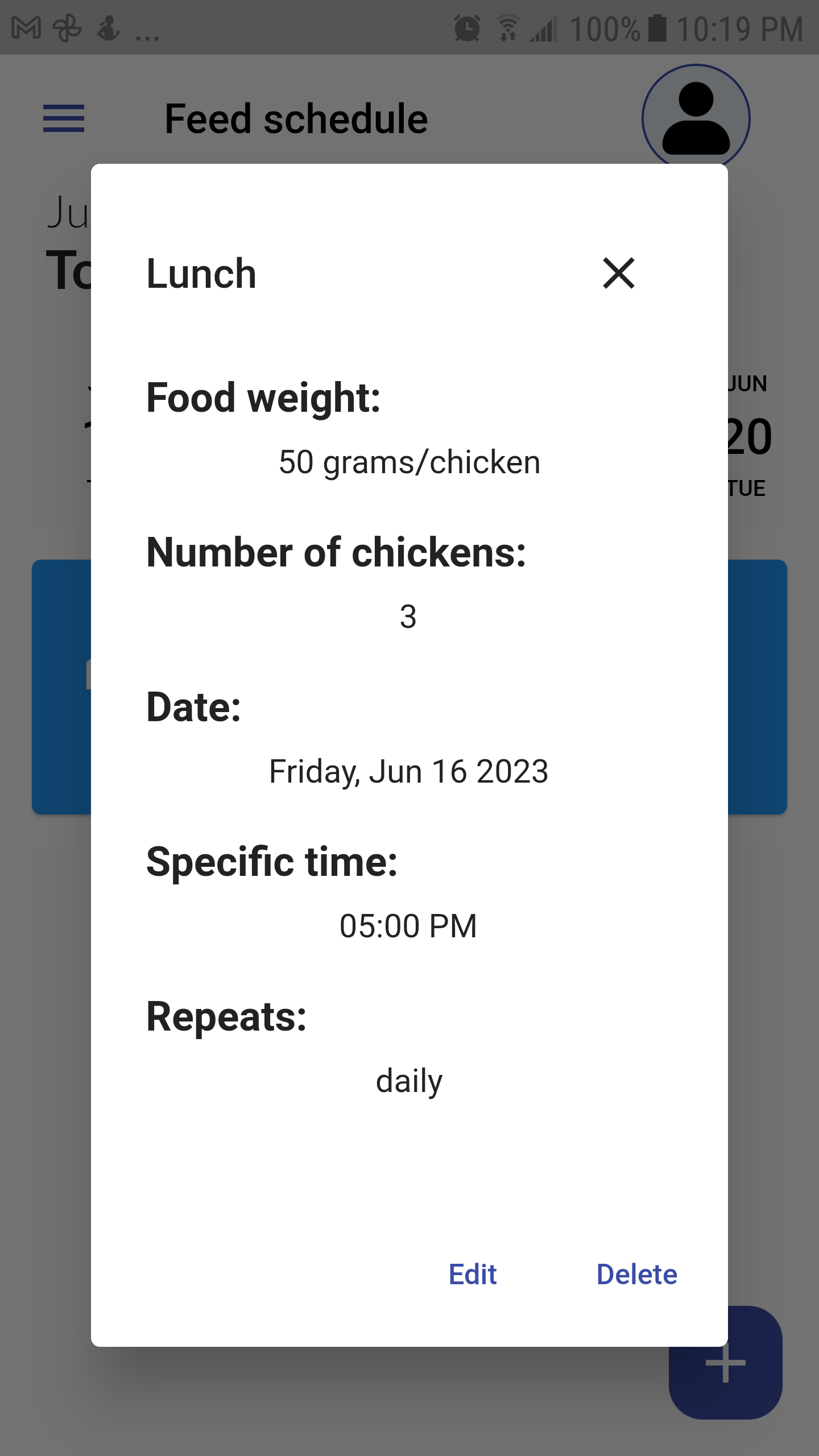 Automatic Chicken Feeder App using Flutter