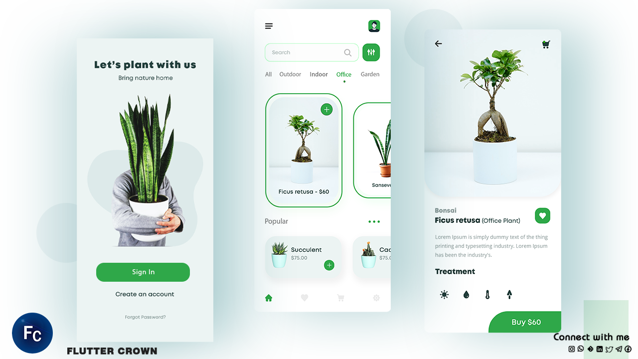 A plant showing and selling App using Flutter