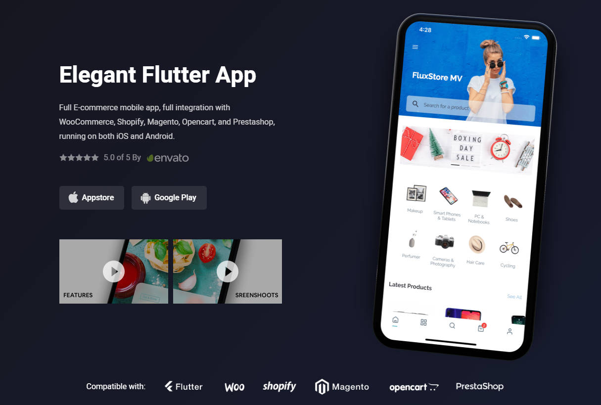 FluxStore WooCommerce: Full integration with WooCommerce website and impressive UI design