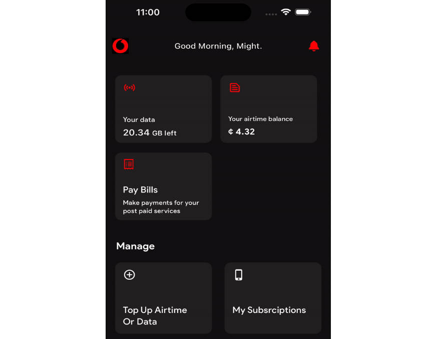 Vodafone Redesign with Flutter