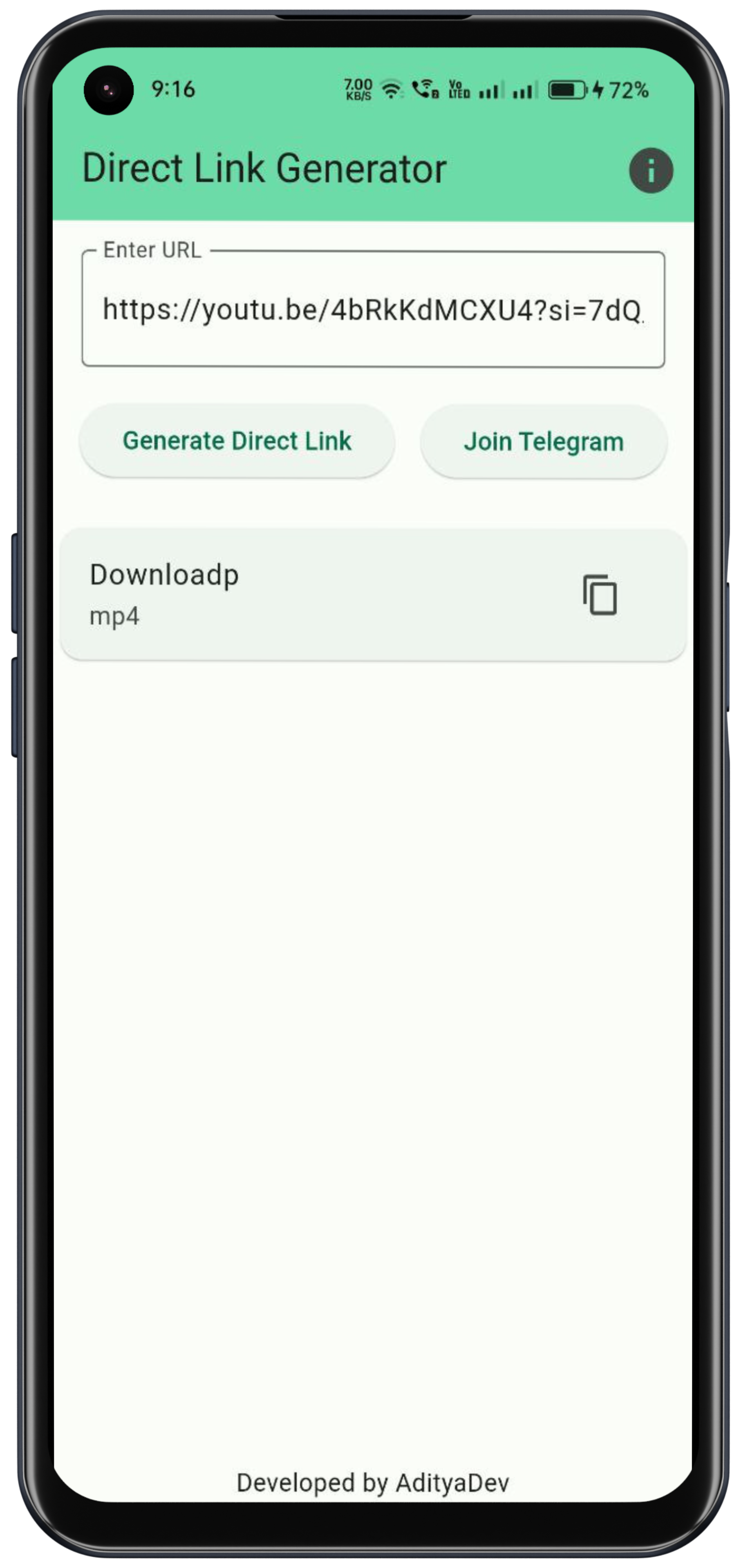 DirectGen - A flutter app designed to extract direct links from various URLs