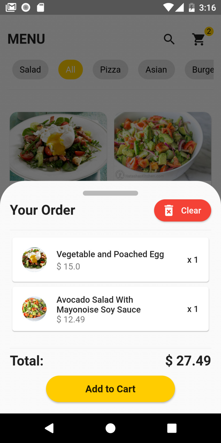 Food ordering app UI design For Flutter